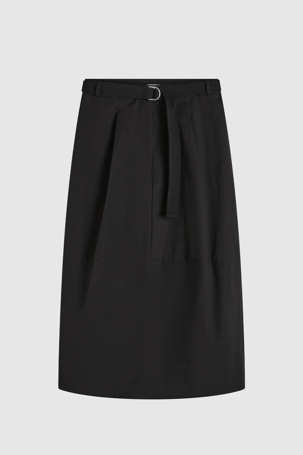 Canvas Pleat Cocoon Skirt - Black - 1