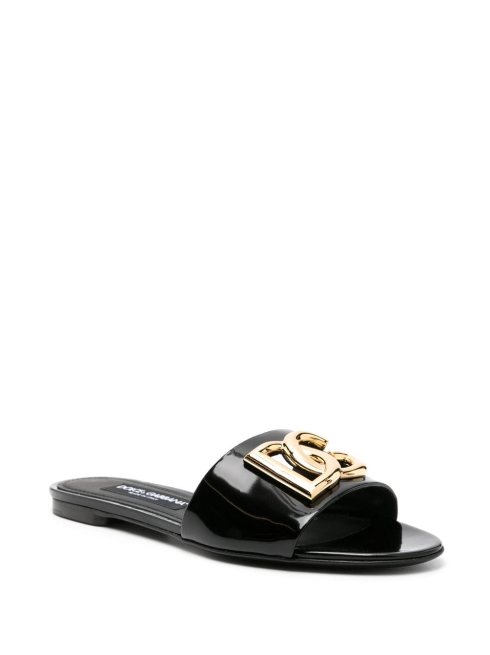 logo-plaque patent leather slides - 2