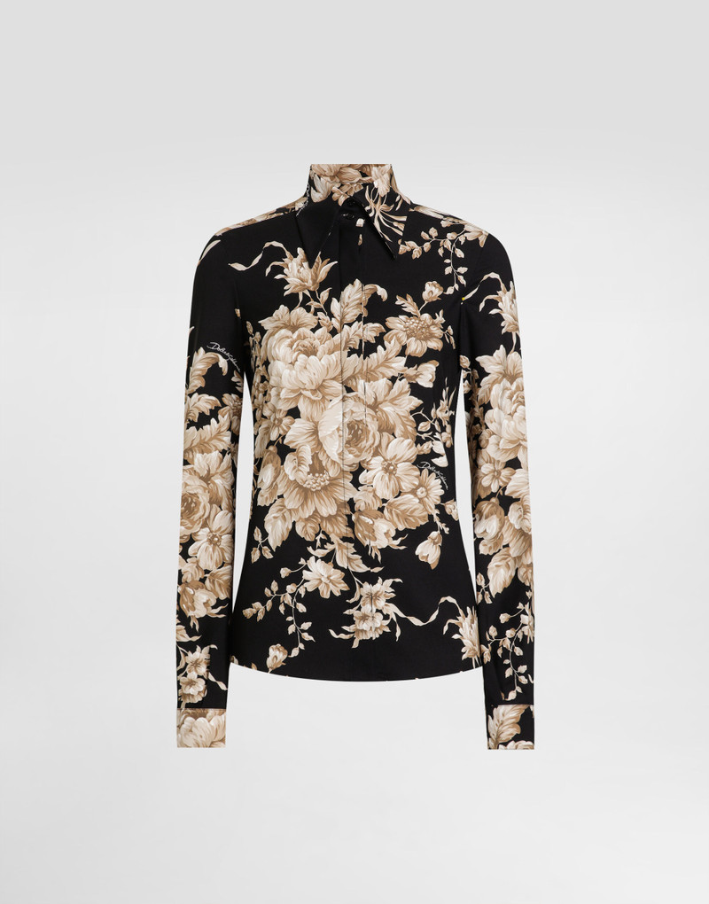 Rose-print charmeuse shirt 1