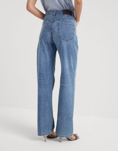 Brunello Cucinelli Lightweight denim loose five-pocket trousers with shiny tab outlook