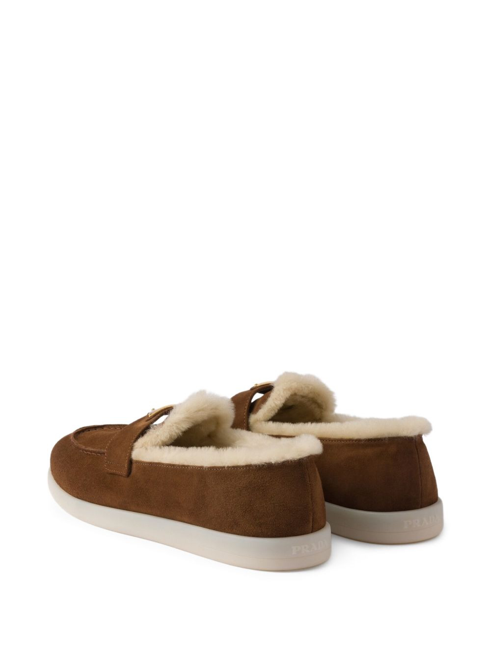 triangle-logo shearling loafers - 3