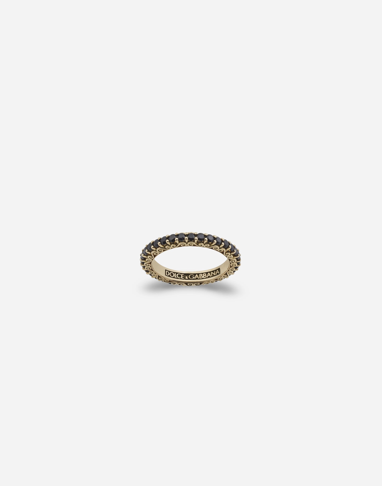 Yellow gold Family ring with black sapphires - 1
