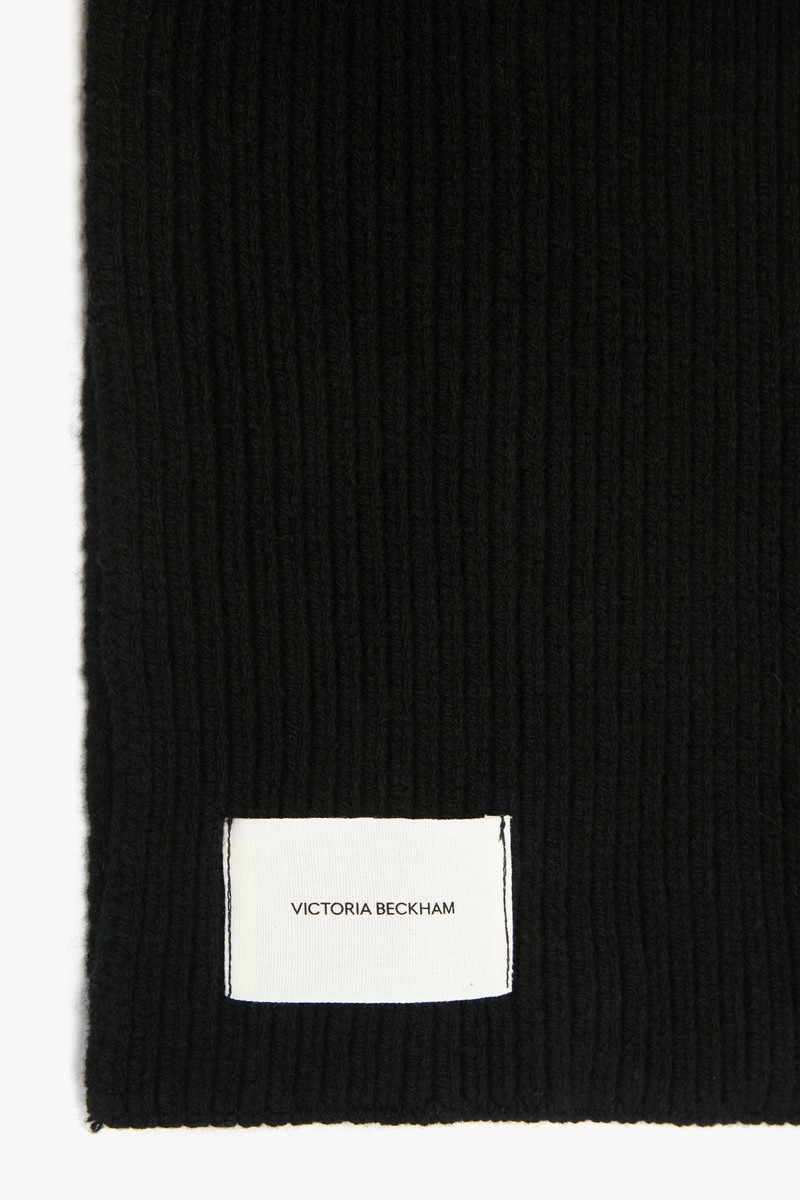 Knitted Polo Neck Scarf In Black-Red 4