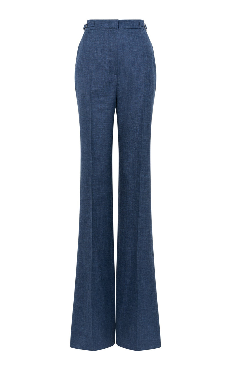 Vesta Flared Pant in Denim Virgin Wool Silk with Linen - 1