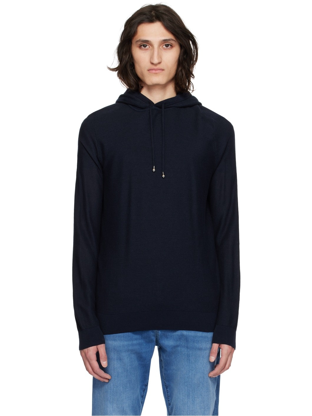 Blue Drawstring Hoodie - 1