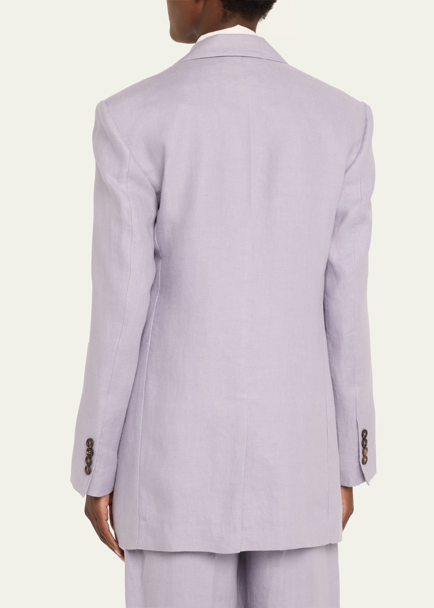 Double-Breasted Linen Gabardine Blazer - 3