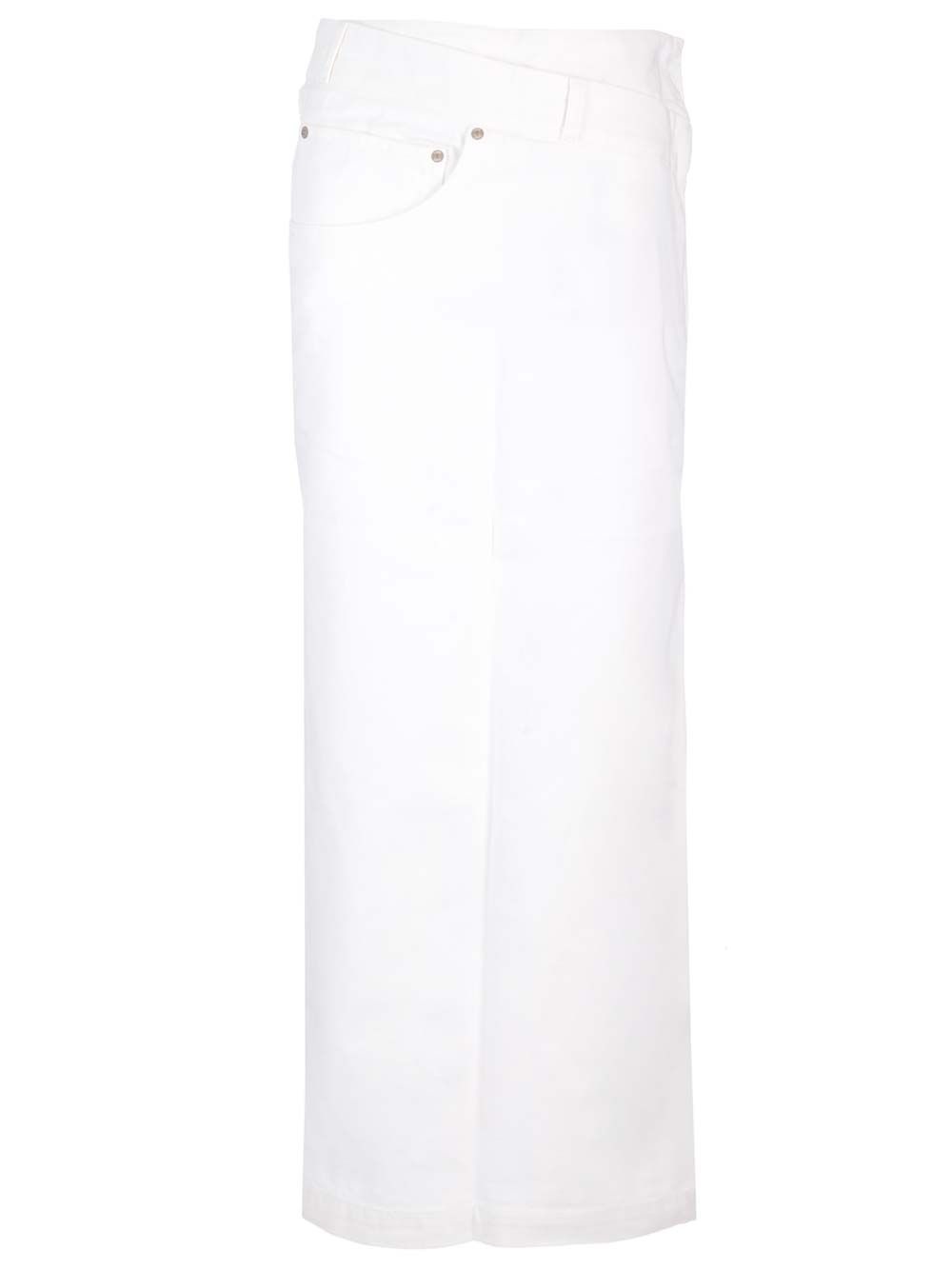 Denim Asymmetrical Shirt Skirts White - 1