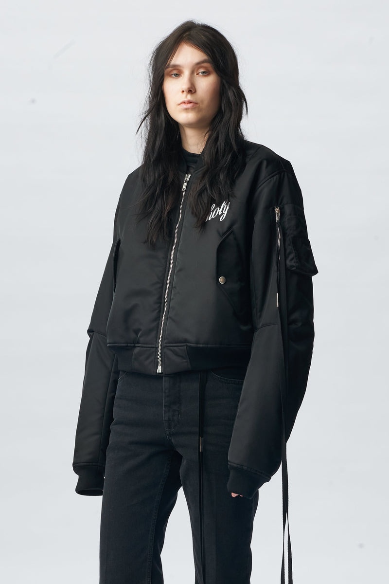 Ann Demeulemeester Lea Dropped Shoulder Cropped Bomber | REVERSIBLE
