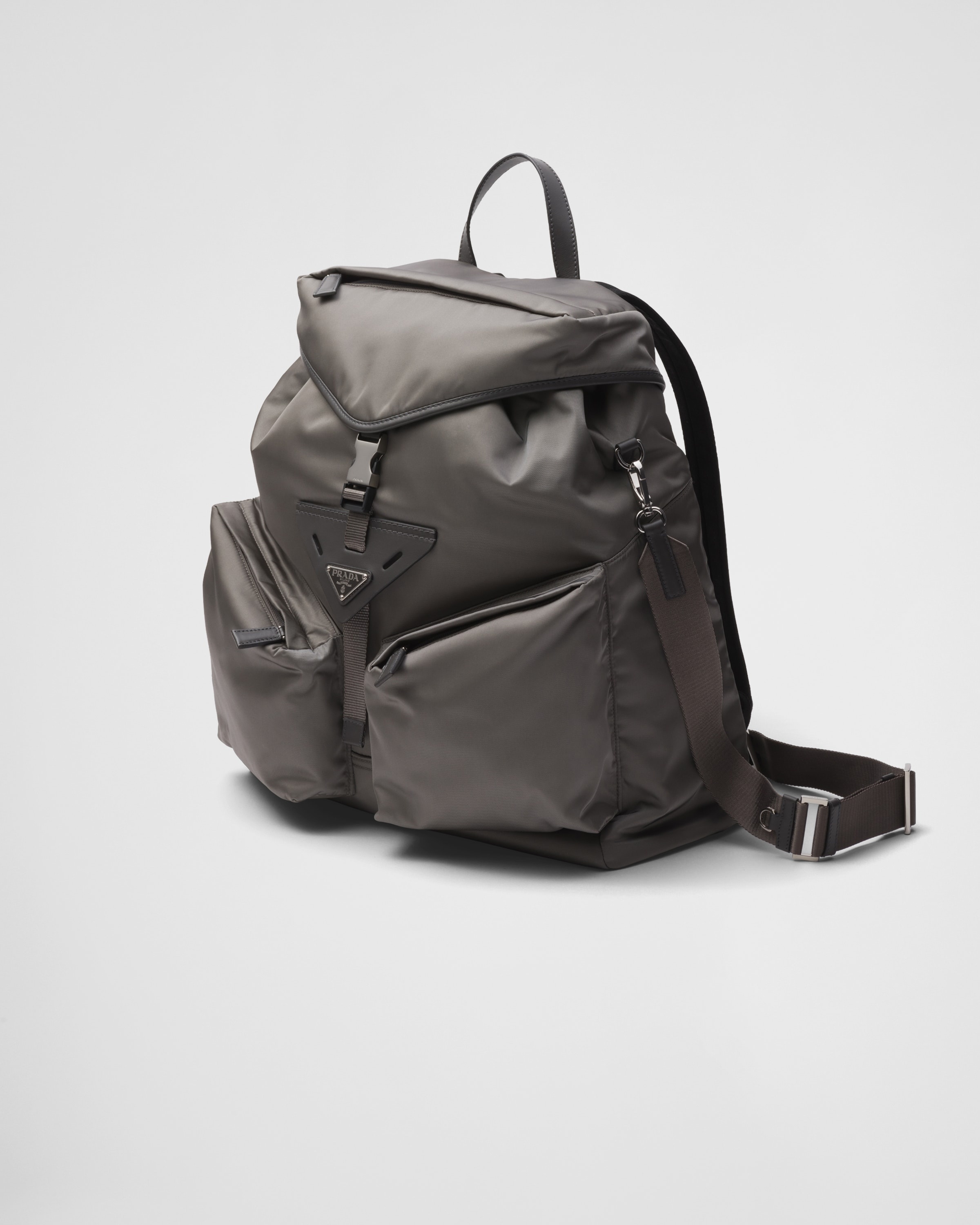 Re-Nylon and leather backpack - 3