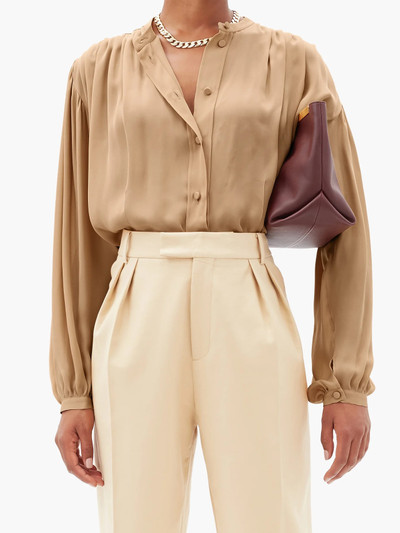 KHAITE Denny balloon-sleeve pleated silk-georgette blouse outlook