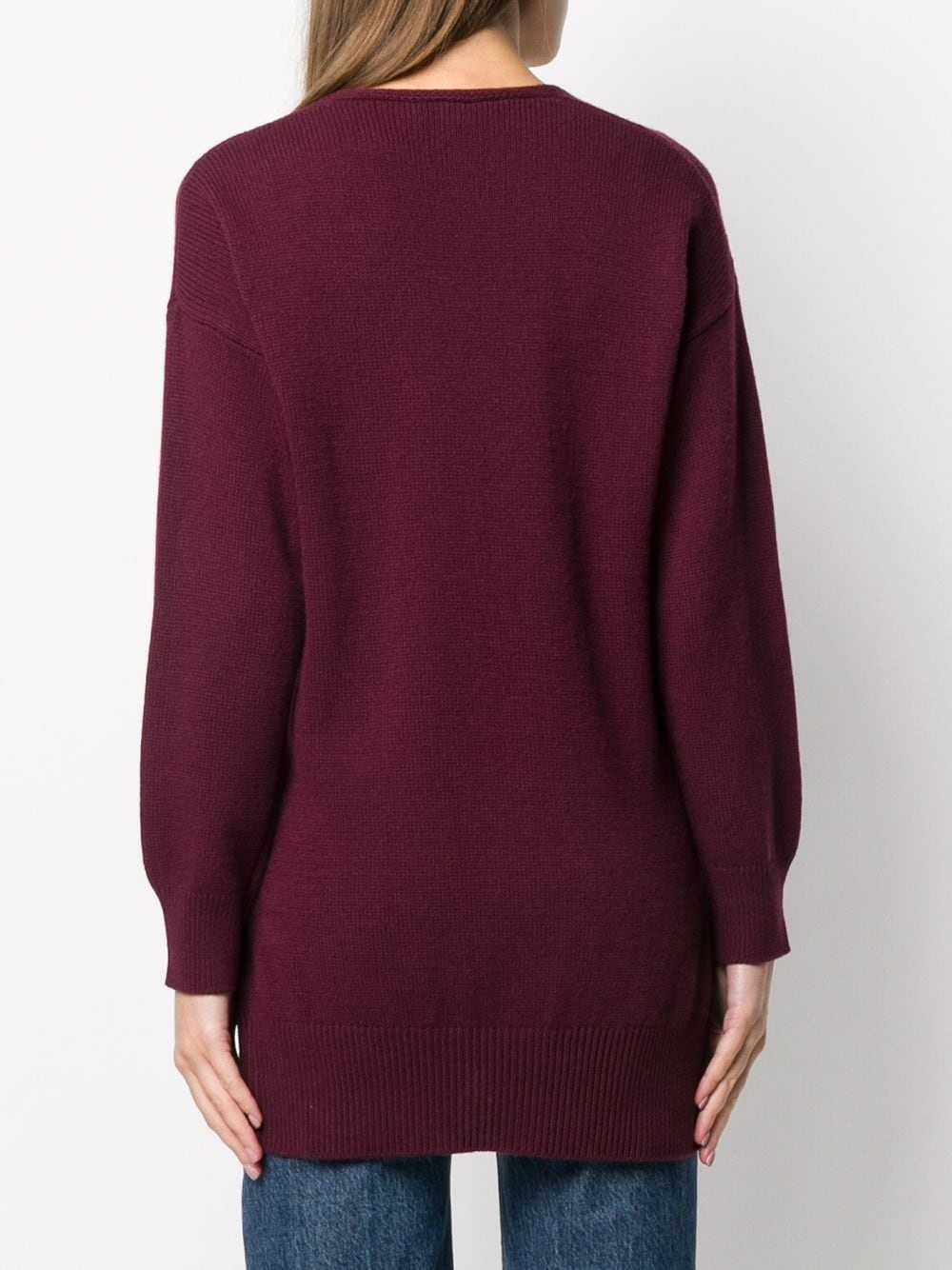 V-neck fined ribbed knit jumper - 4