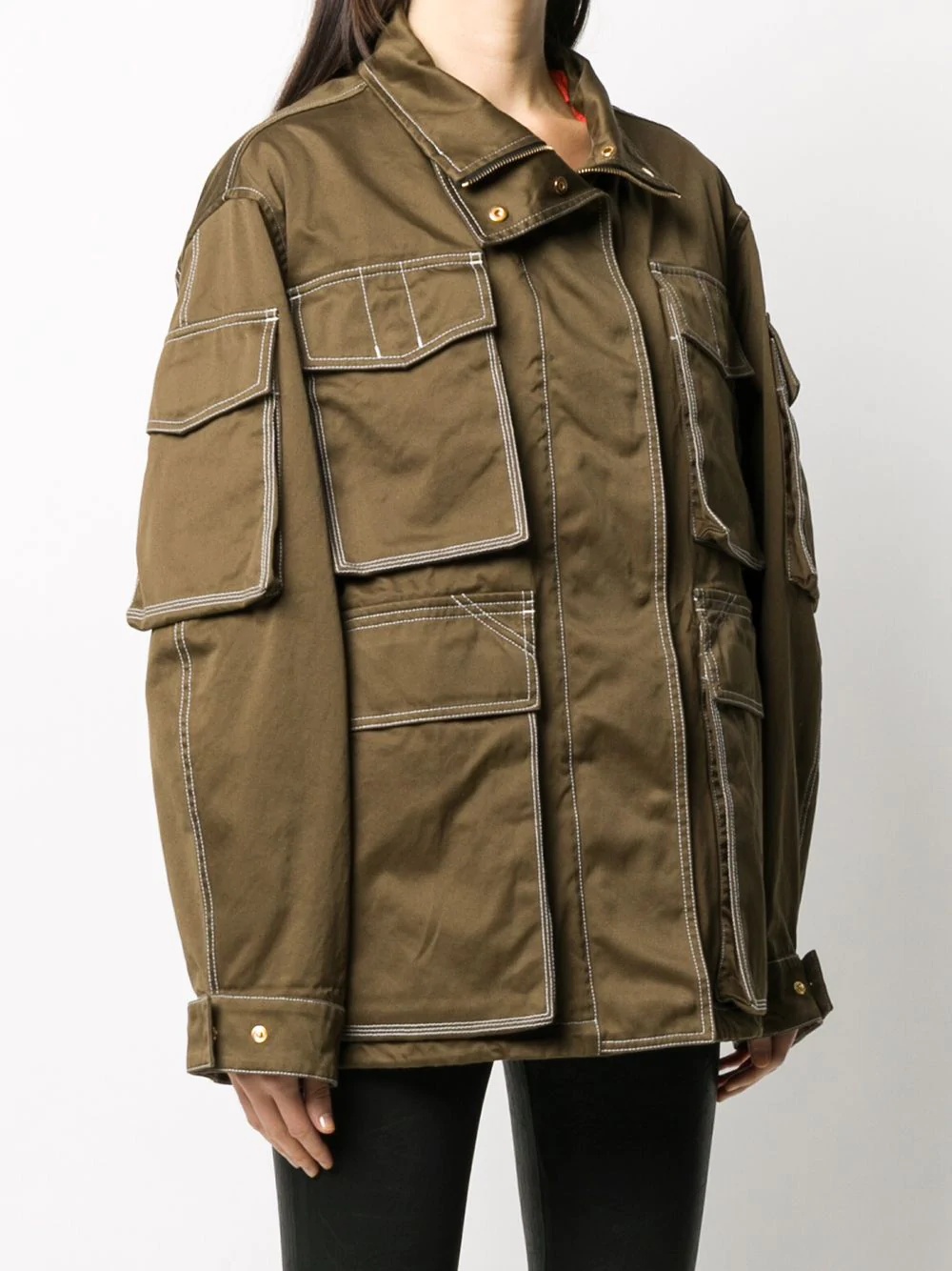 cargo-pocket oversized jacket - 3