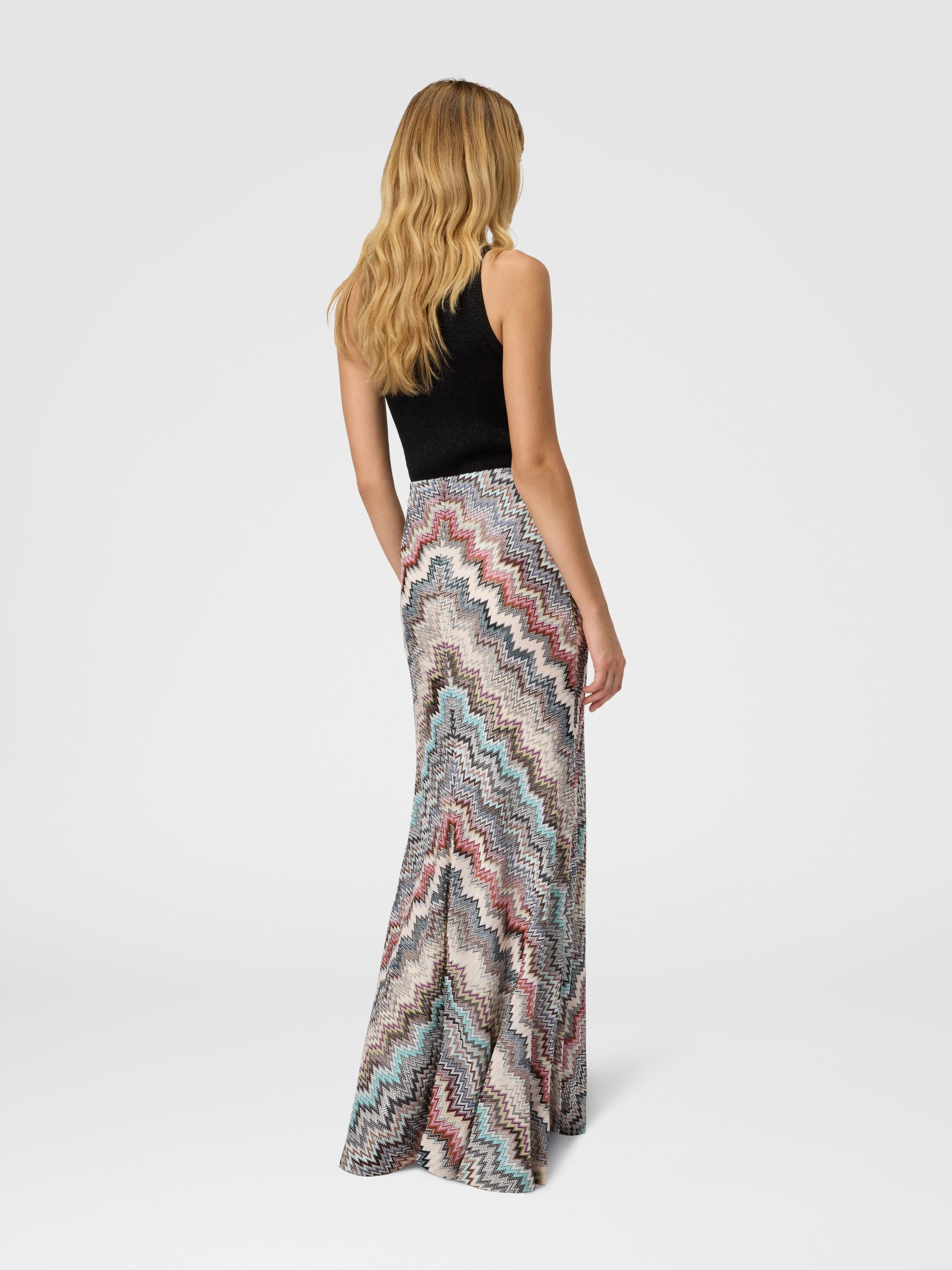 Missoni Flared Long Skirt In Viscose With Zigzag Pattern in Multicoloured at Nordstrom - 3