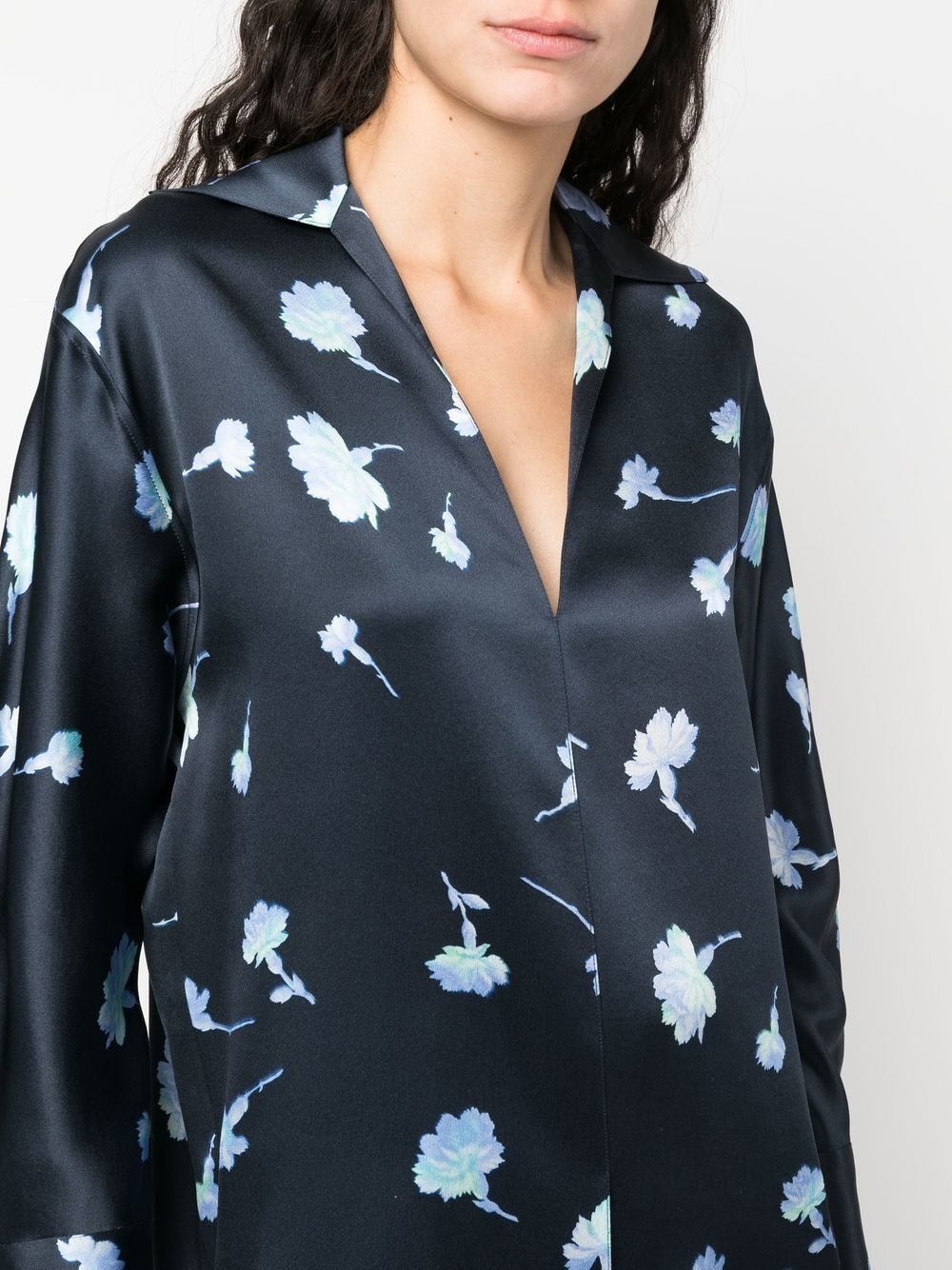 floral print silk blouse - 5