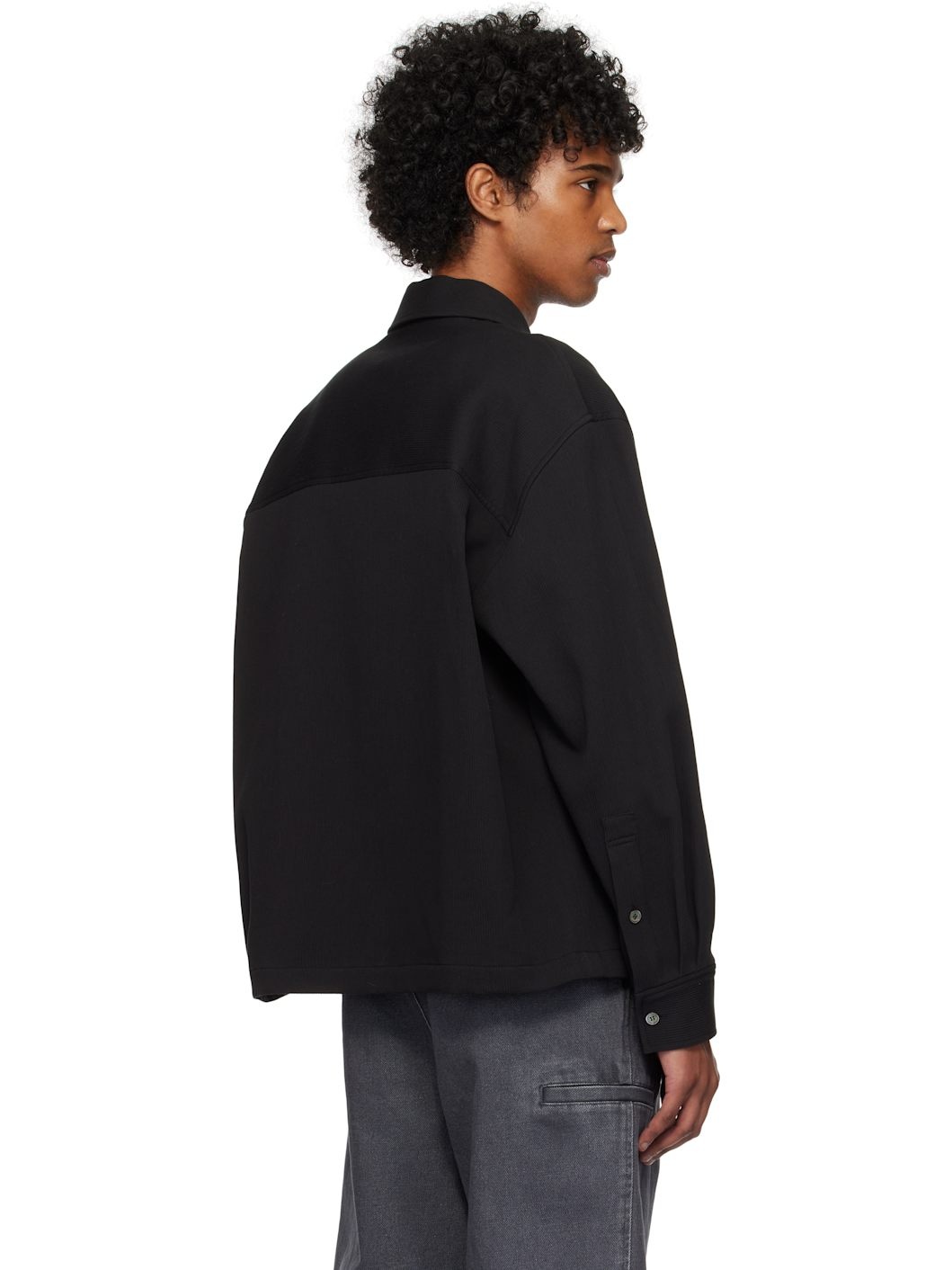 Black Zip & Button Front Jacket - 3