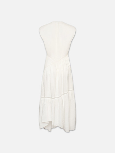 FRAME Gathered Seam Lace Inset Dress in White outlook