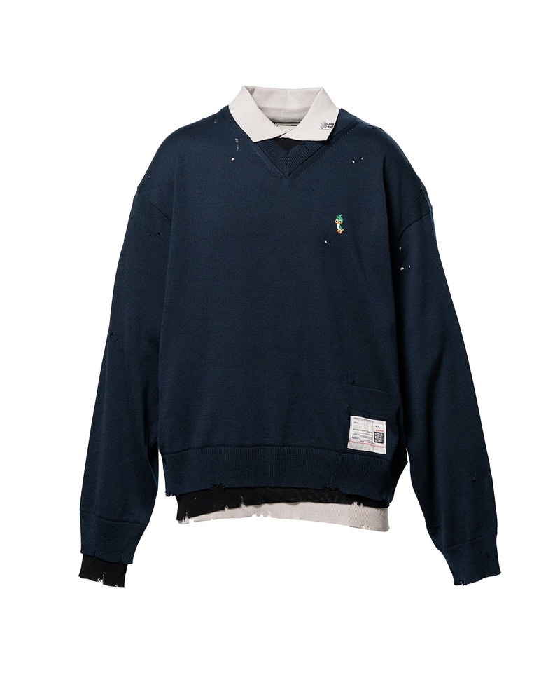 Triple Layered Knit Polo Sweater 23