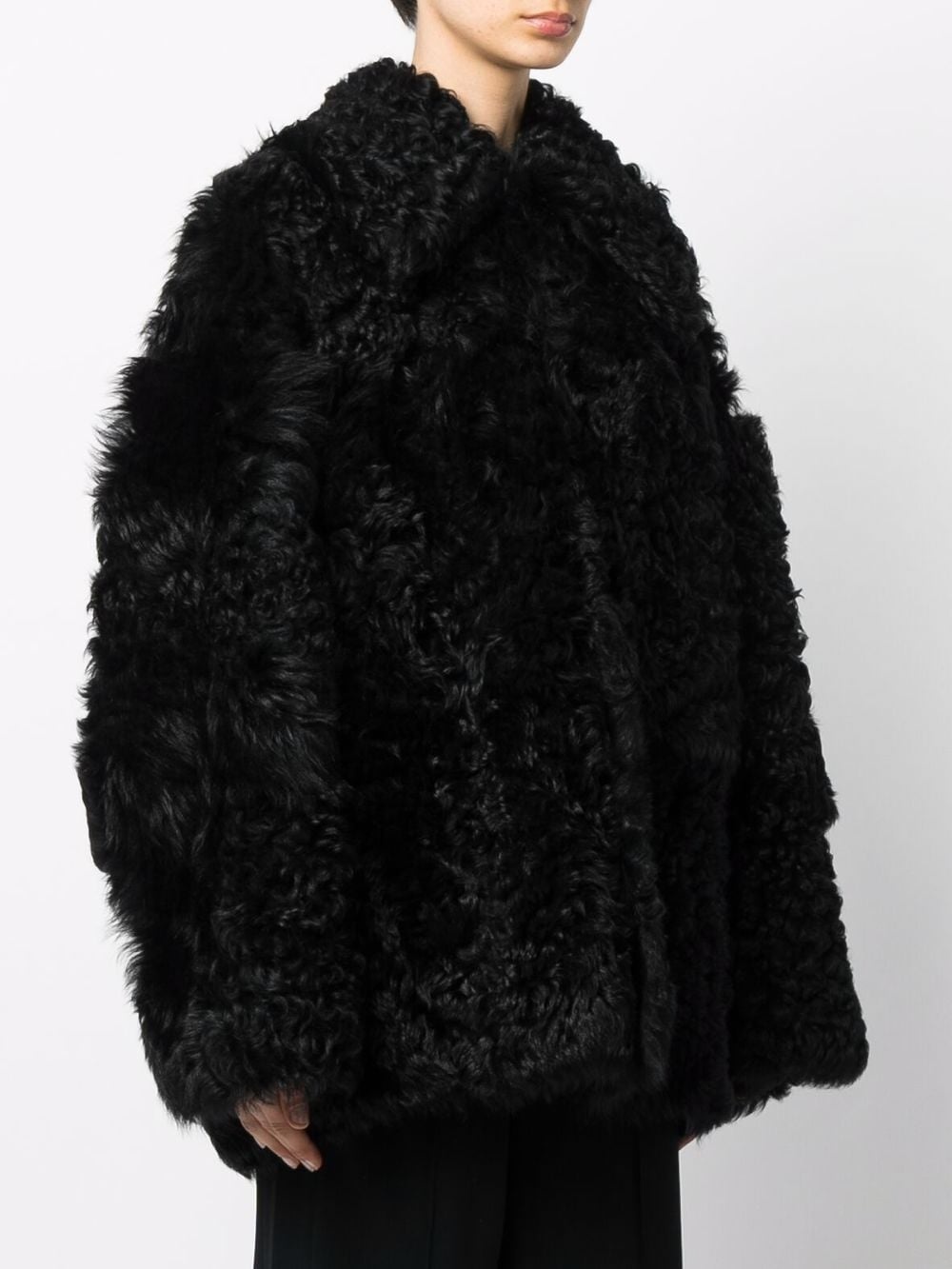 shearling button-up coat - 3