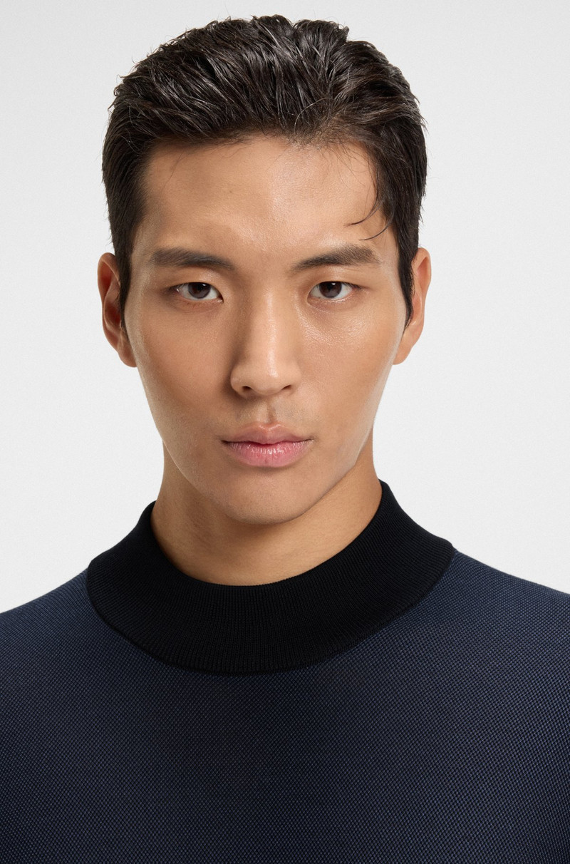 SILK-PIQUÉ SWEATER WITH MOCK NECK 3