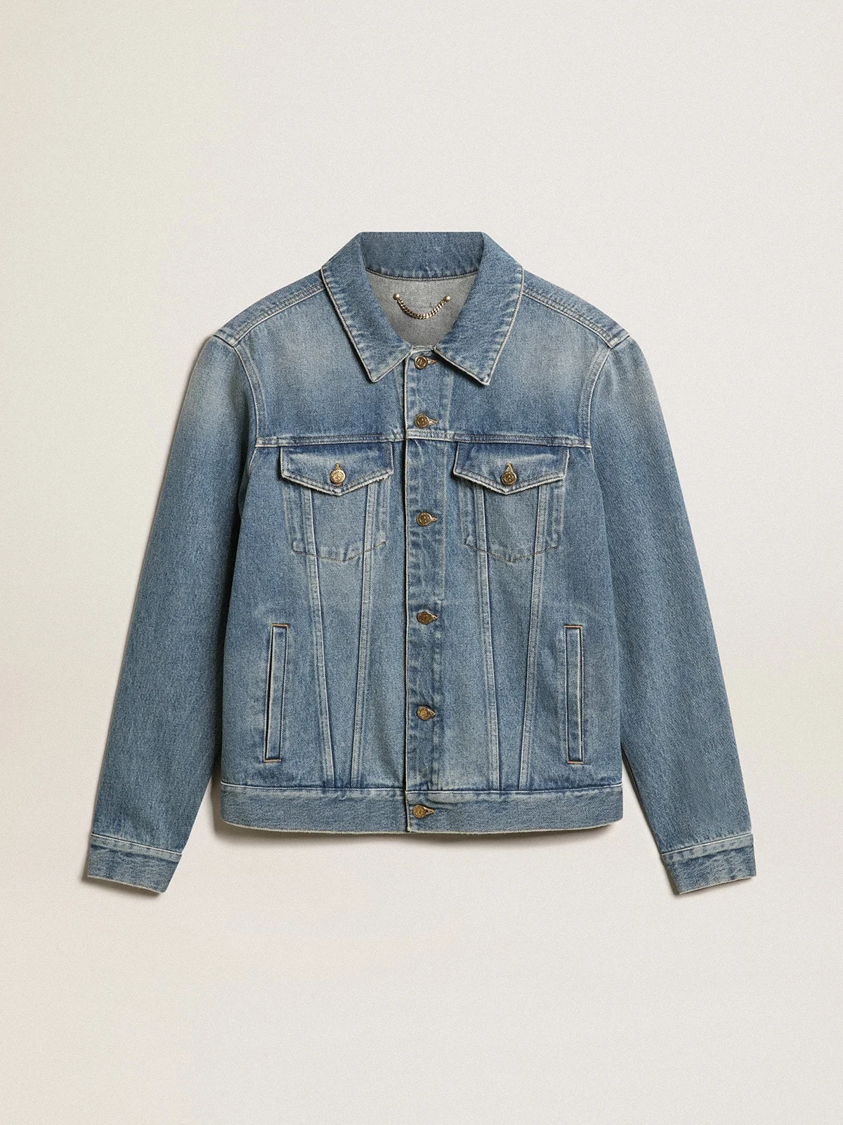 Men's denim jacket with medium wash - 1