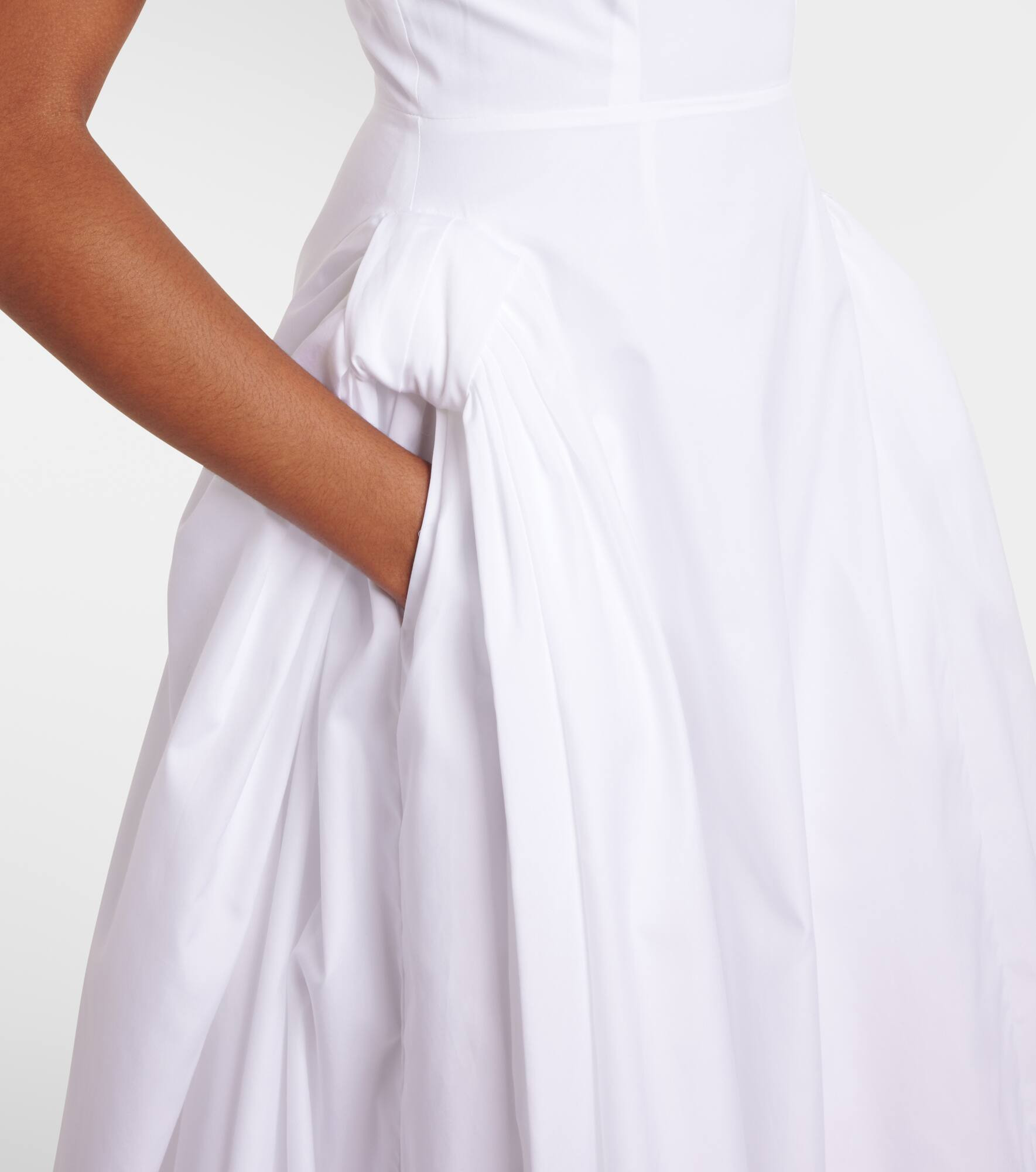 Puff-sleeve cotton poplin midi dress - 6