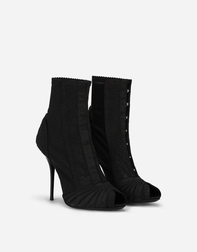 Dolce & Gabbana Peep-toe satin ankle boots outlook