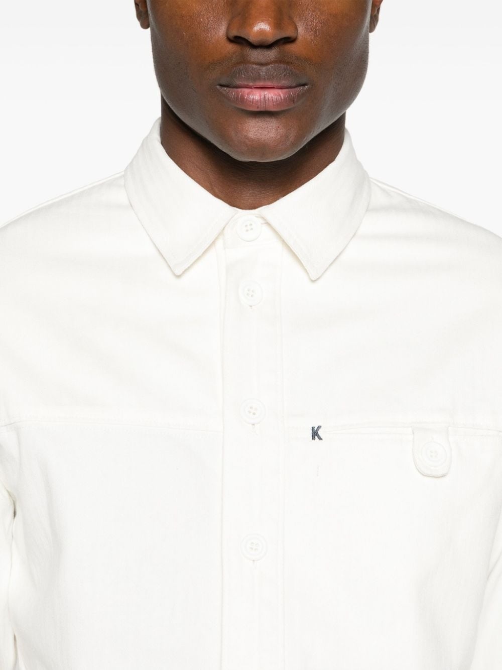 herringboned cotton shirt - 6