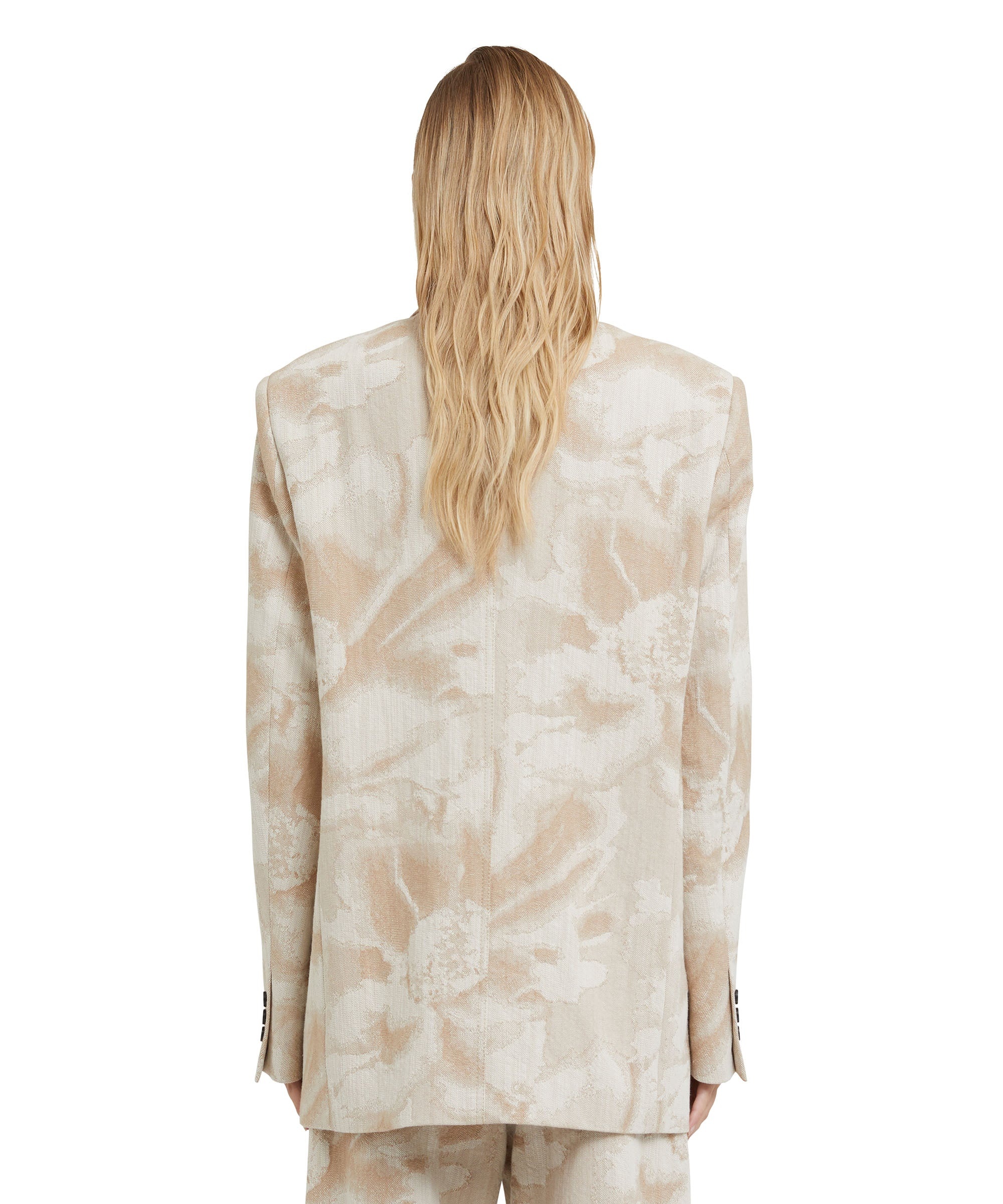 Jacquard fabric double-breasted jacket with large daisy design - 3