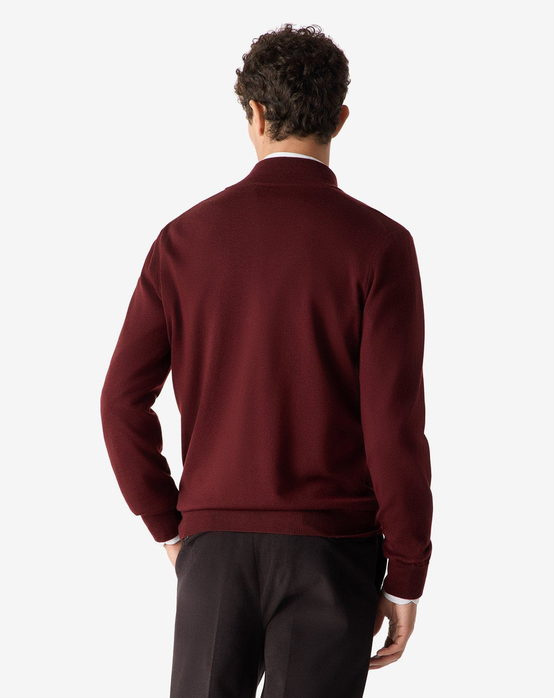 Burgundy full zip extra fine wool jumper 3