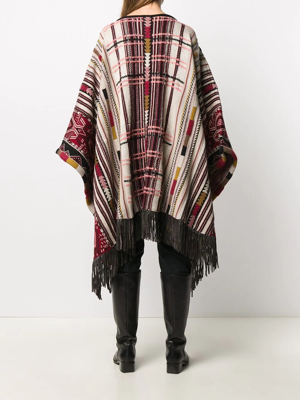 patterned knit poncho - 4