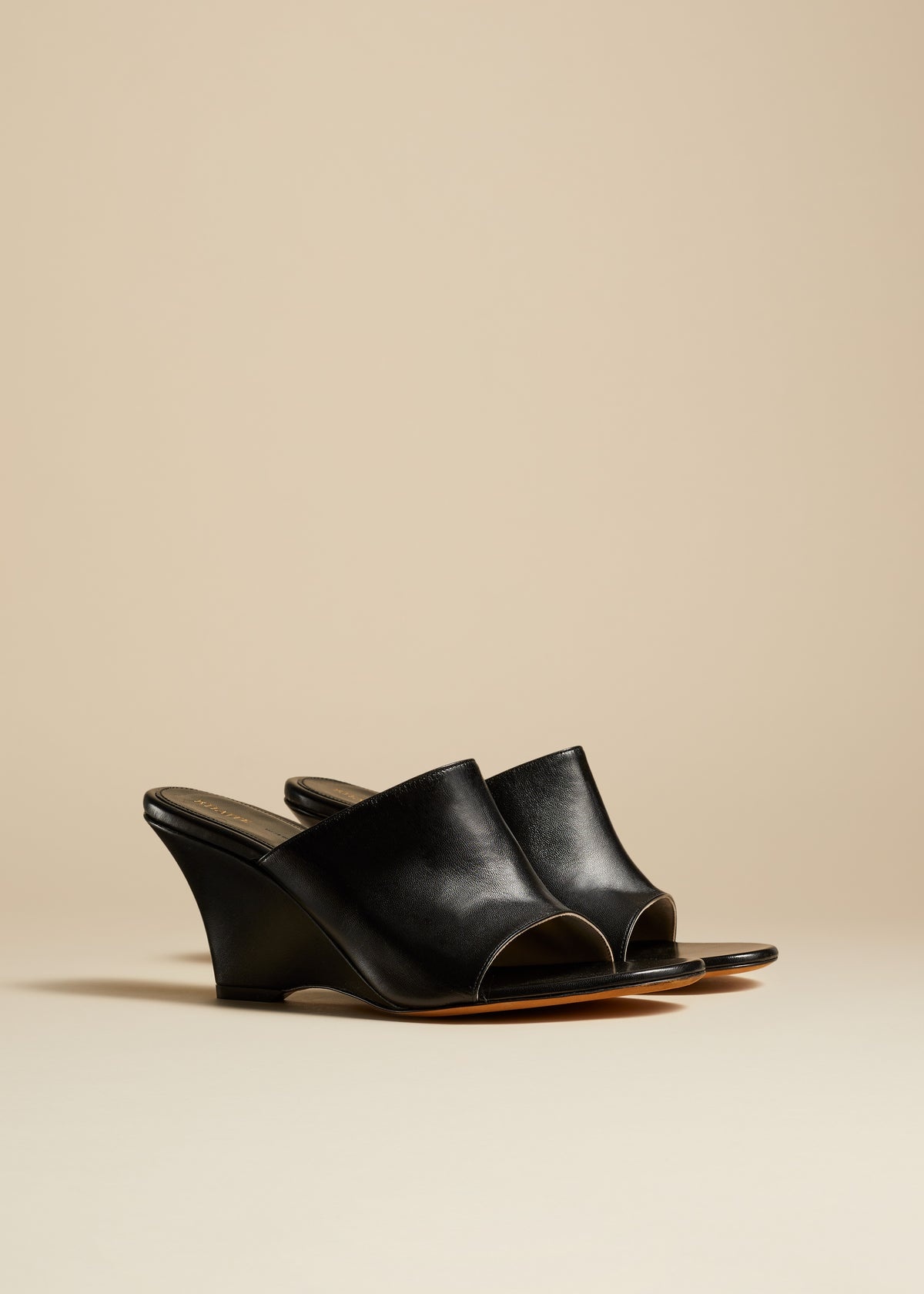 The Marion Wedge Sandal in Black Leather - 2