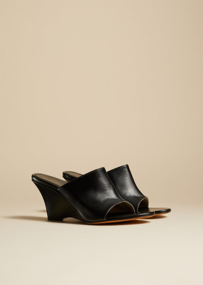 KHAITE The Marion Wedge Sandal in Black Leather outlook