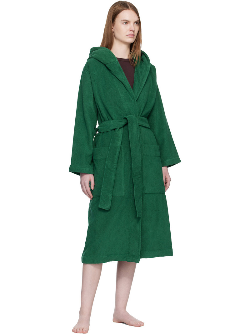 TEKLA Green Terry Hooded Bathrobe outlook
