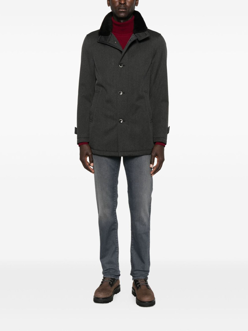 Herno velvet-collared button coat outlook