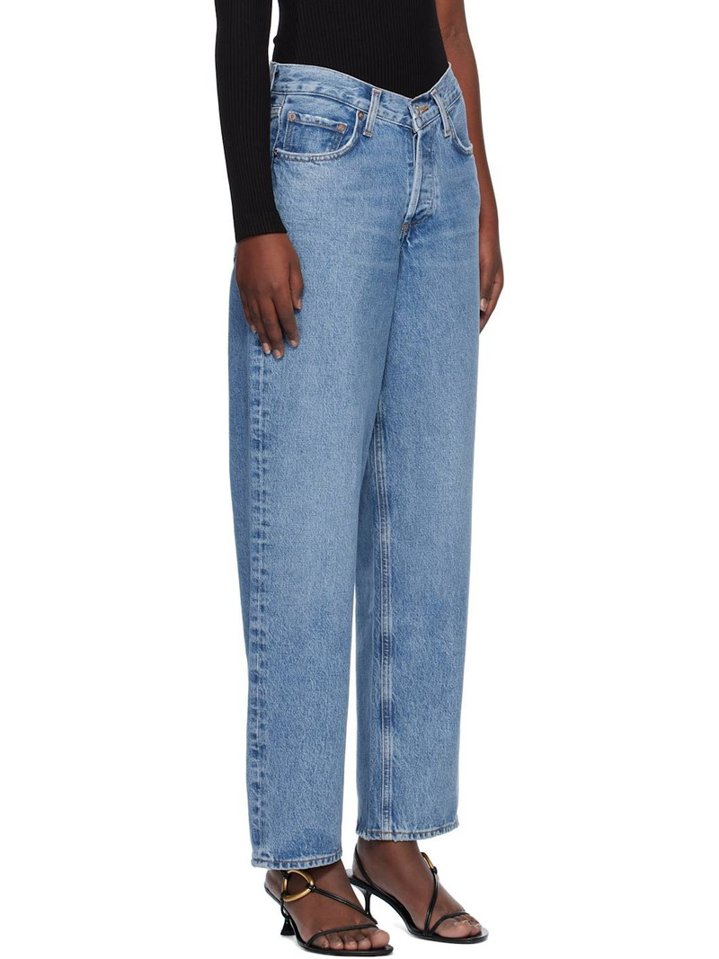 Blue V-Waist Baggy Jeans 2