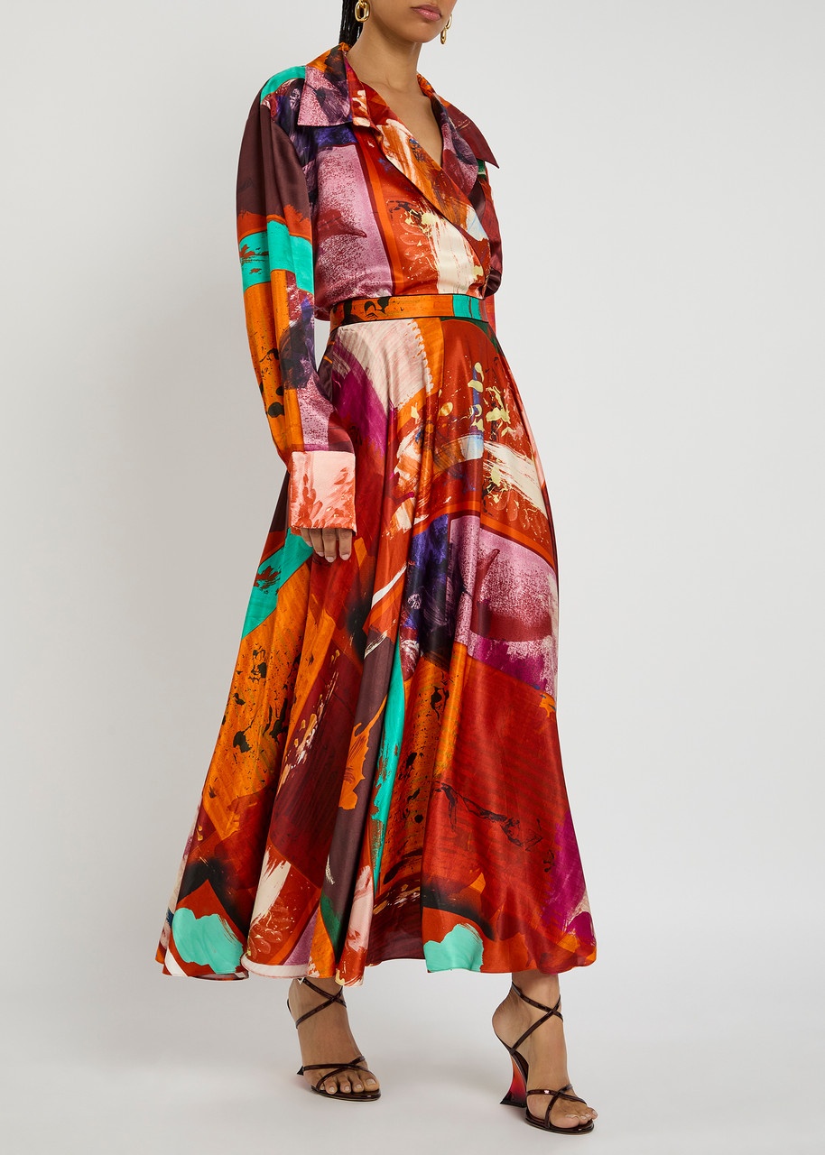 Roksanda Ameera Printed Satin Midi Skirt - 4