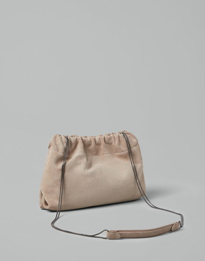 Brunello Cucinelli Suede soft bag with precious chain outlook