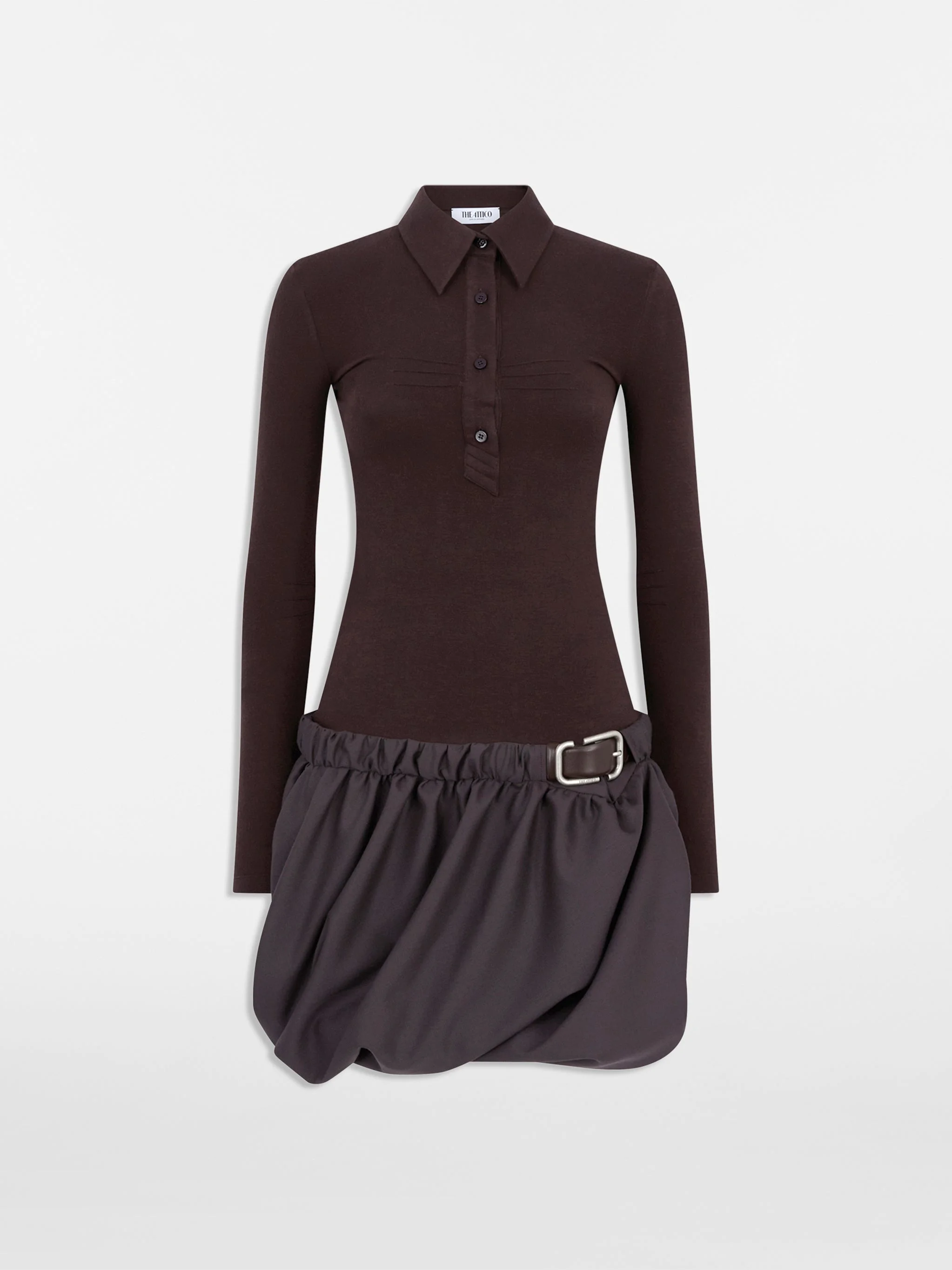 DARK BROWN MINI DRESS - 1
