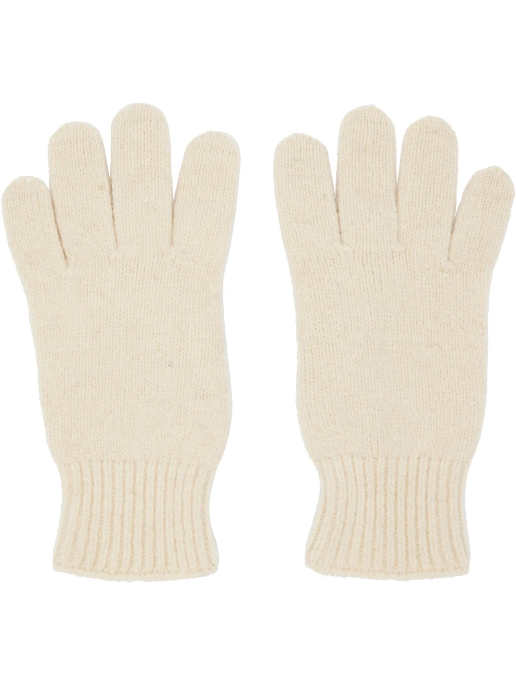 Off-White Ribbed Gloves - 1