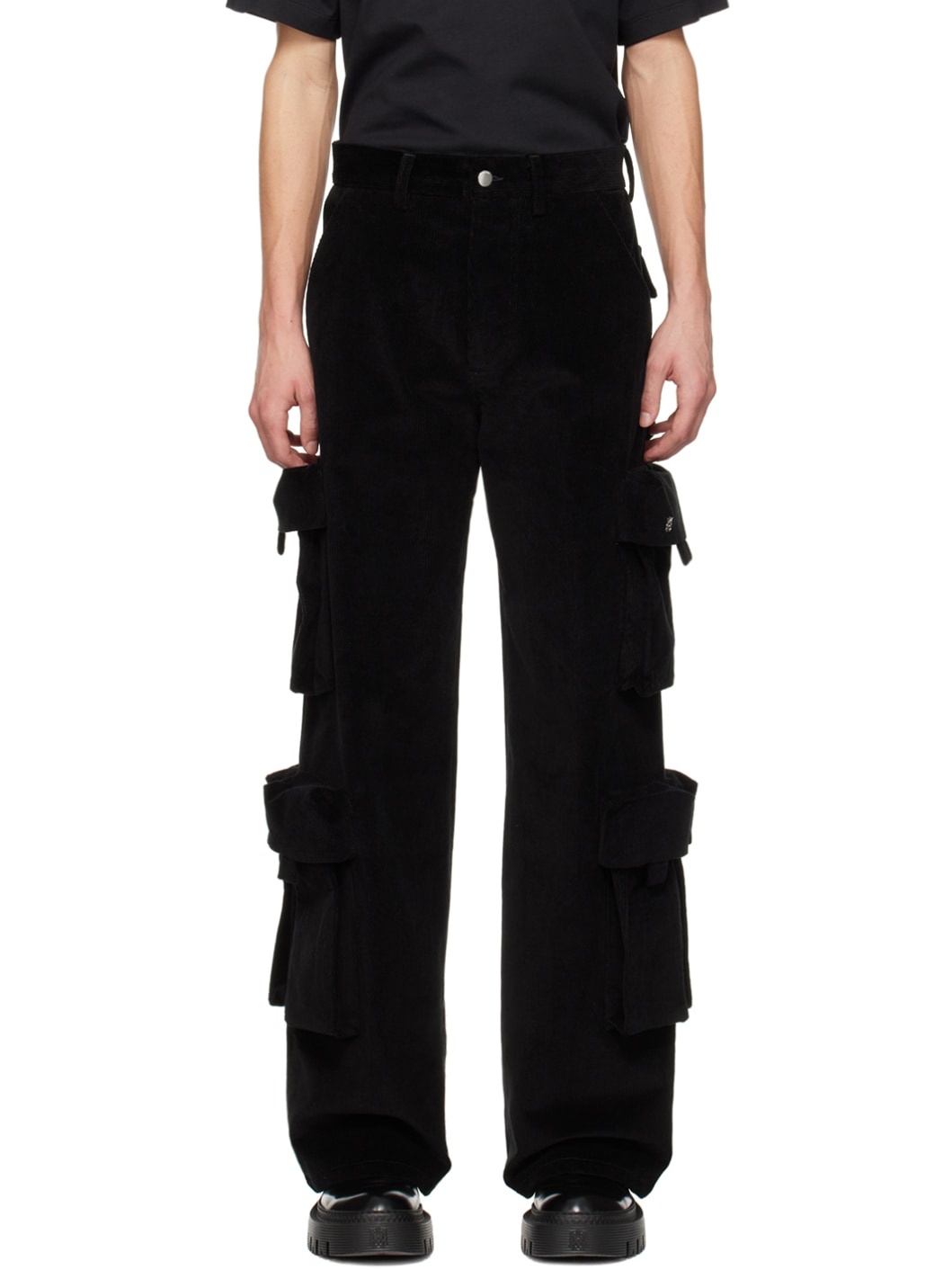 Black Multi-Pocket Cargo Pants - 1