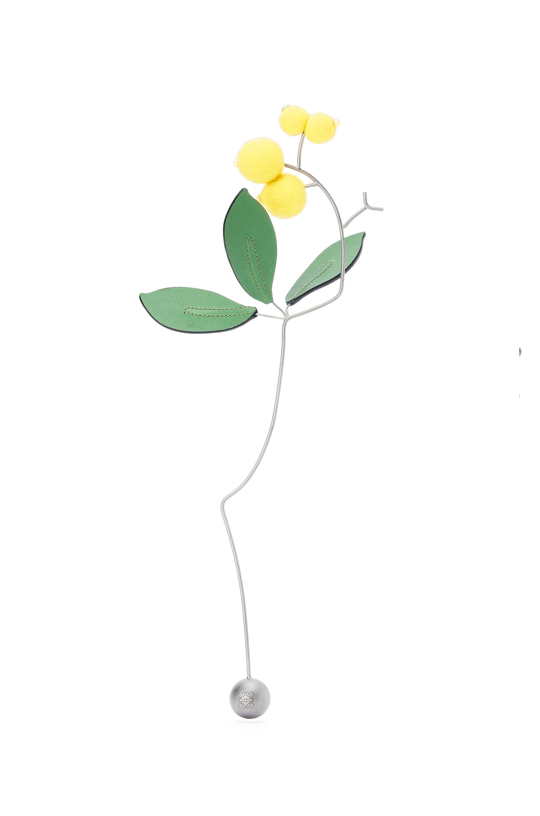 Small flower branch in felt, calfskin and brass - 1