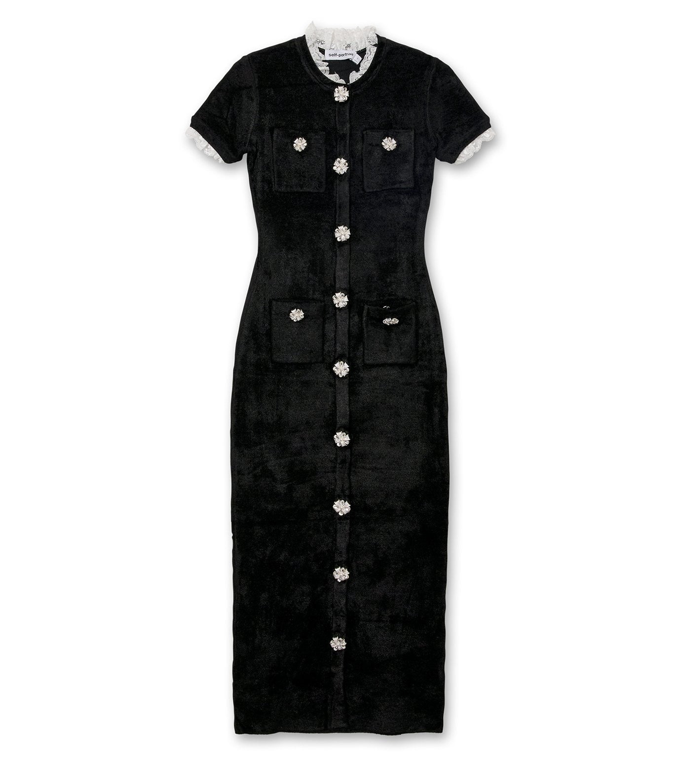 Black Chenille Knit Mini Dress - 1