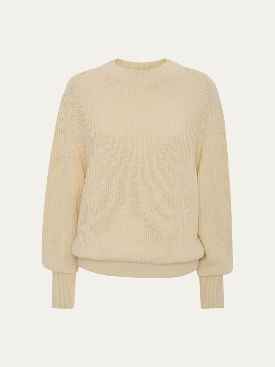 Relaxed Rib Knit Crewneck Sweater - 1
