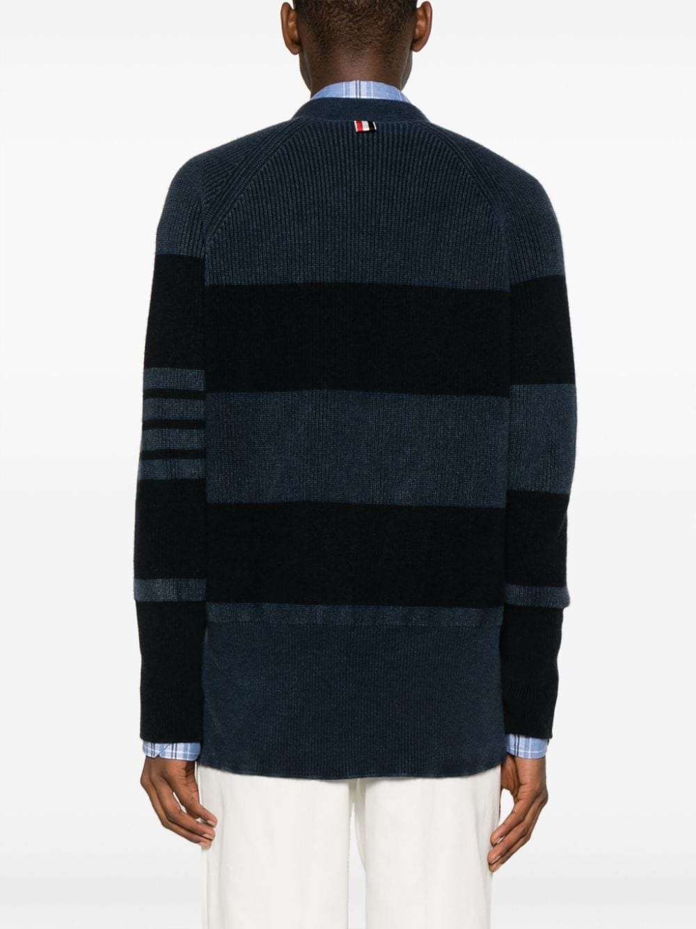 4-Bar striped cashmere cardigan - 4
