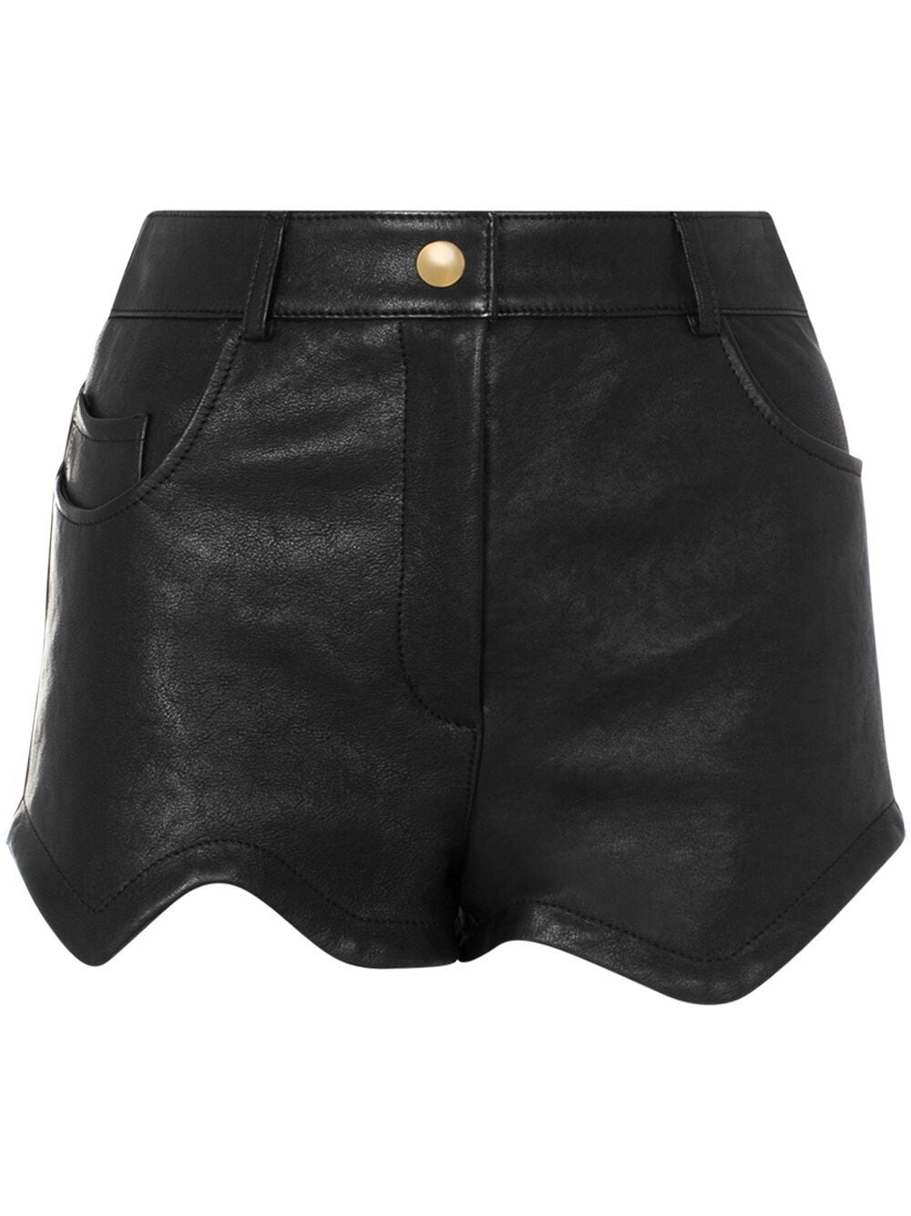 asymmetric-hem leather mini skirt - 1