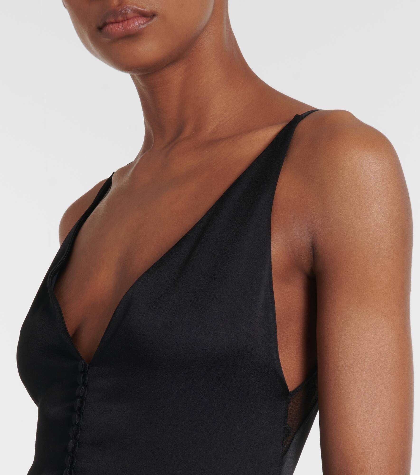 Open-back peplum satin midi dress - 4
