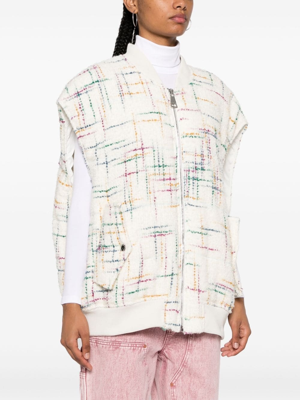 oversized tweed bomber jacket - 3