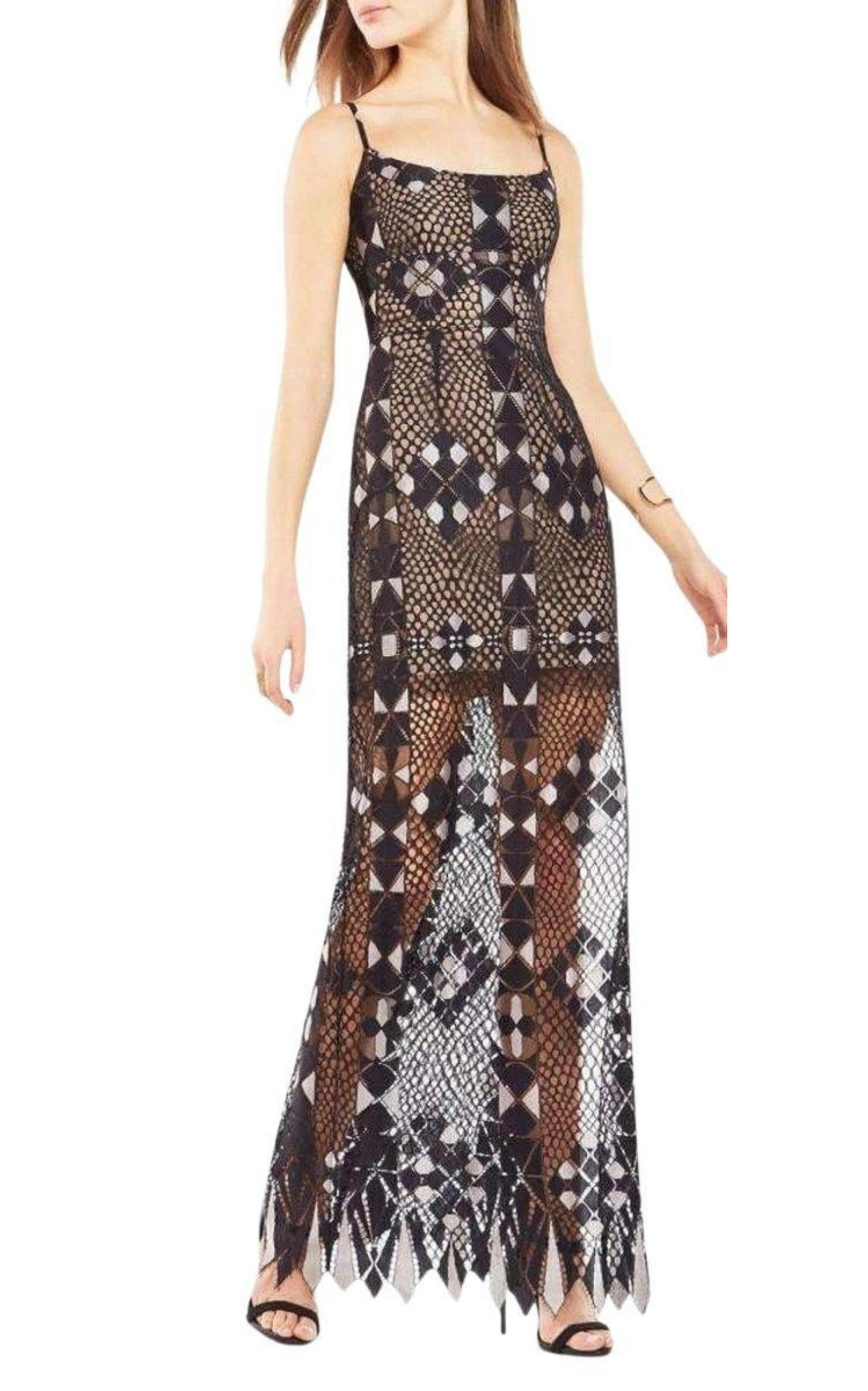 BCBGMAXAZRIA - Geometric Lace Maxi Dress - 2