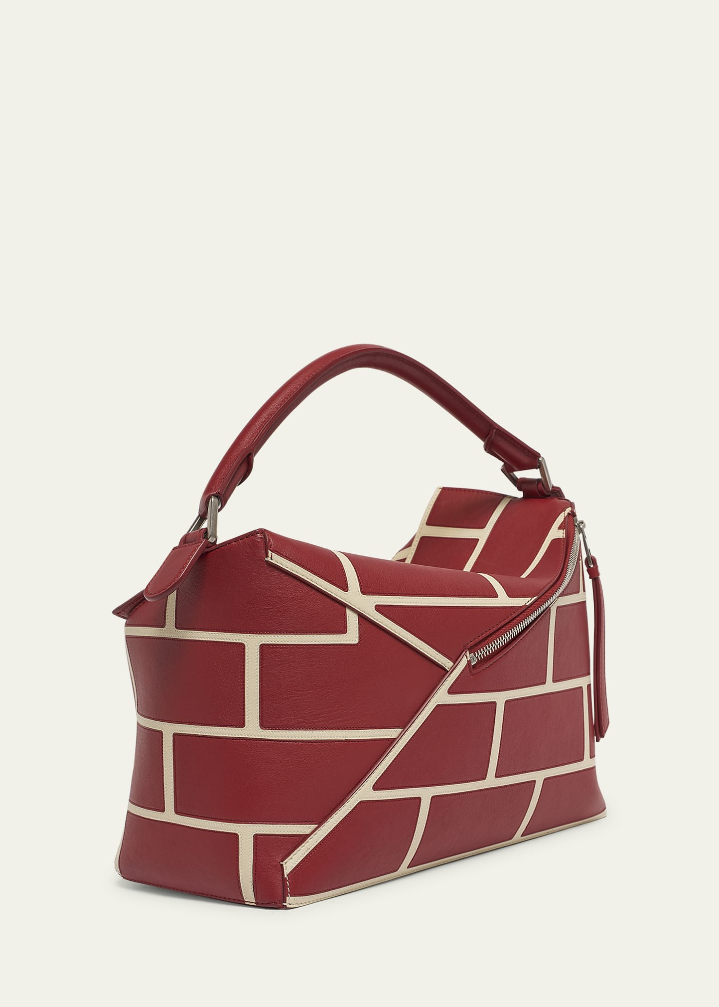 Men's Large Brick Leather Puzzle Edge Shoulder Bag - 3