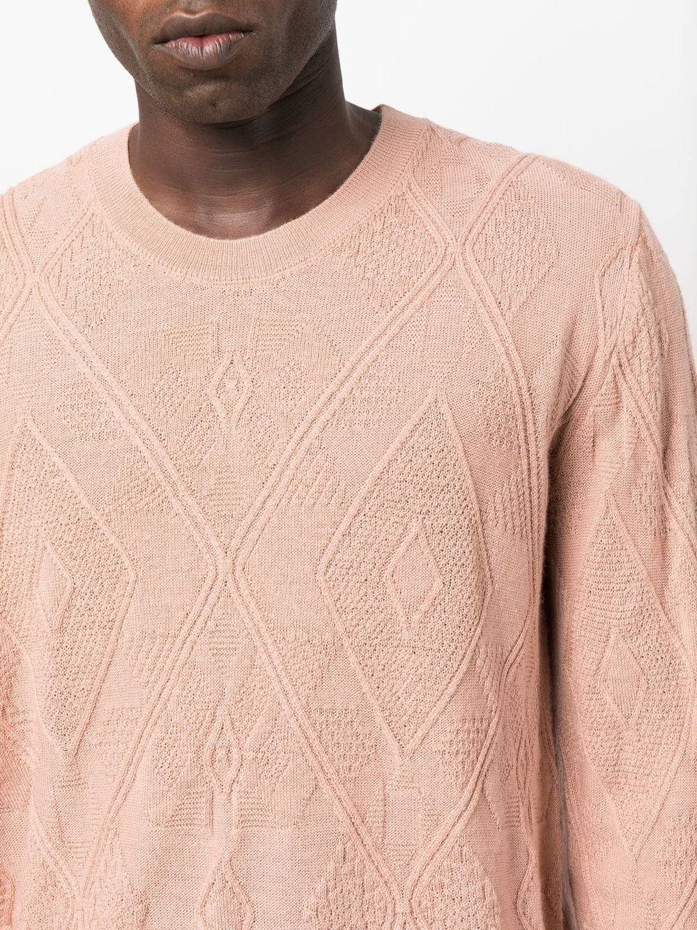 diamond-pattern crew neck sweater - 5